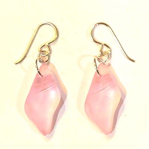 Sea Glass Style Pink Green Blue Sterling Silver Earrings Shell Glass Earrings Birthday Gift for Her Spring Summer Jewelry Beach Jewelry
