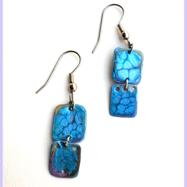 Blue Summer Sky Handmade Art Dangle Earrings- original design OOAK