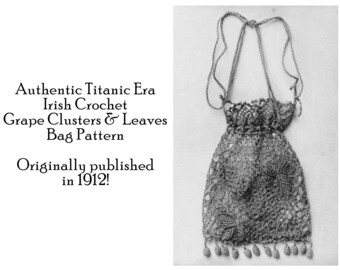 purse irish crochet pattern 1915 gibson girl edwardian wwi diy etsy