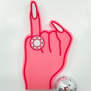 Bachelorette Ring Foam Finger, Bling Ring, Bachelorette Party Favors, Pink Foam Finger, Bachelorette Party Foam Finger, Bachelorette Finger