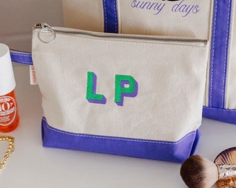 Personalized Canvas Makeup Bag: Monogram Cosmetic Pouch, Bridal Gift