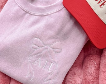 Personalized Embroidered Bow Sweatshirt, Monogram Initial Sweater
