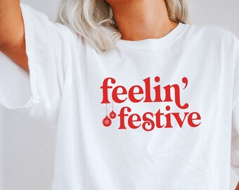 Funny Christmas Shirt, Feeling Festive, Christmas Icons Shirt, Christmas Doodle Shirt, Comfort Colors, Funny Christmas T Shirt