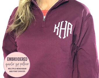 monogram half zip pullover