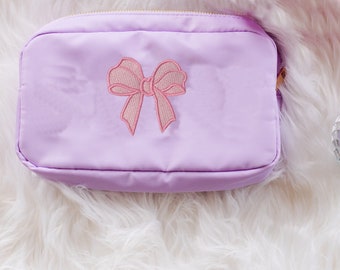 Gifts for Easter, Bridesmaid Gifts, Embroidered Gift, Embroidered Makeup Bag, Bows, Personalized Gift, Soft Girl Era, Coquette