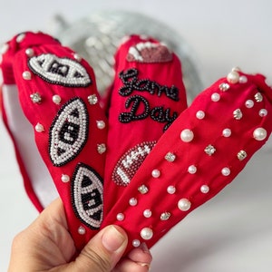 Beaded Football Headband: Game Day Hair Accessory