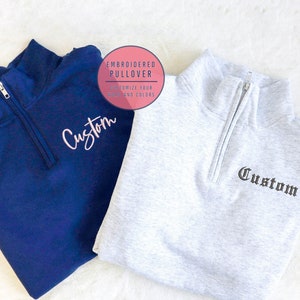 Quarter Zip Monogram Sweatshirt, Monogram Pullover, Monogram Fleece, Personalized Gifts, Embroidered Sweatshirt, Personalized Gift, Logo image 1
