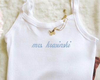 Personalized Embroidered Bride Tank Top – Custom Name Bridal Shower Gift