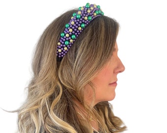 Mardi GrasHeadband, Holiday Season, Cute Mardi Gras Accessories, Headbands, Beaded Headbands, New Years Headband