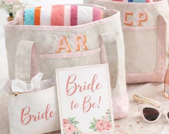 Personalized Bachelorette Tote Bag – Custom Embroidered Bridesmaid Welcome Gift for Bach Weekend