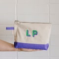 Personalized Canvas Makeup Bag, Monogram Cosmetic Pouch