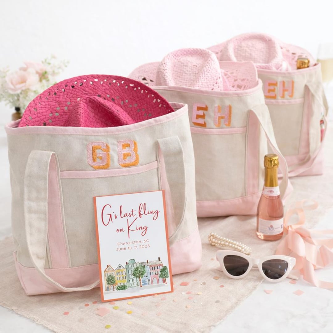 Personalized Bachelorette Tote Bag – Custom Embroidered Bridesmaid Gift ...