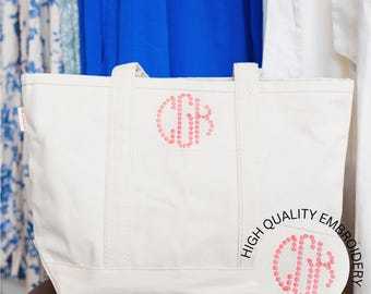 Monogram Canvas Tote Bag, Embroidered Bridal Party Gift
