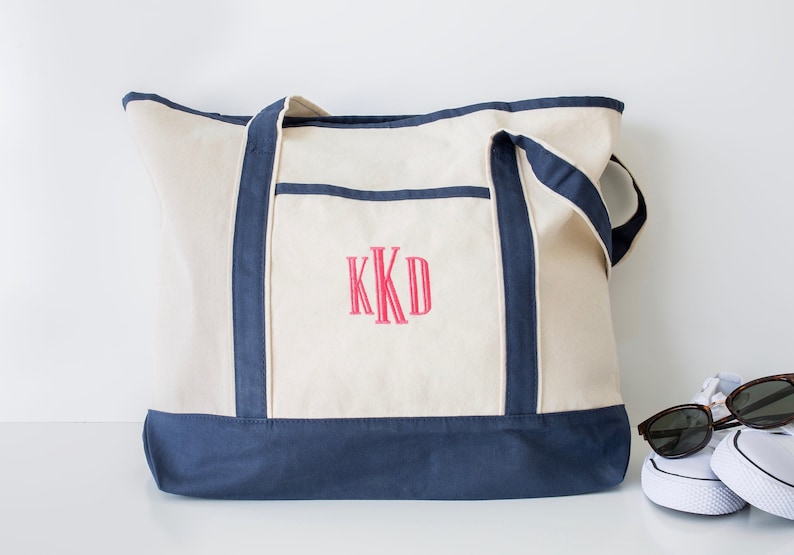 Embroidered Tote Bag, Ironic Boat Tote, Bridesmaid Tote, Beach Bag, Beach Tote, Monogrammed Tote Bag, Wedding Party Gift, Bridesmaid Gift 