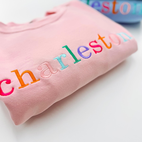 Custom Embroidered Sweatshirt, Multicolor Embroidered Sweatshirt, Embroidery, Colorful Embroidered Sweatshirt, State Sweatshirt