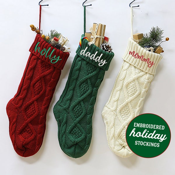Holiday Stockings, Christmas Stockings, Holiday Decor, Monogram Stocking, Personalized Holiday Stocking, Embroidered Stocking