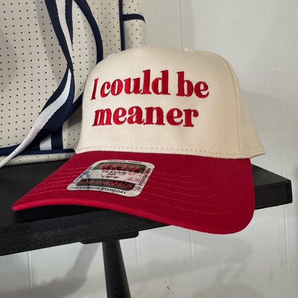 Embroidered Two Tone Trucker Hat, Custom Script, Personalized Hat, I could be meaner