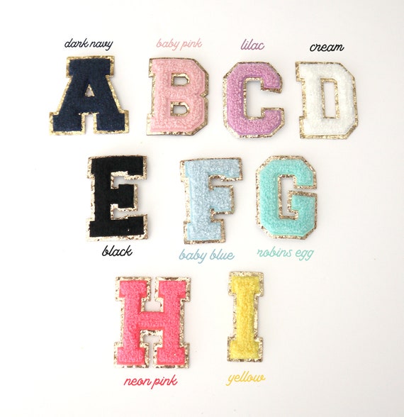 New Alphabet letters patch Varsity 2 inch white on cream Sew or Iron on  letter