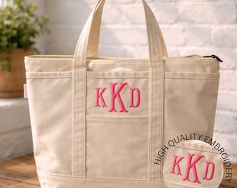 Custom Embroidered Canvas Tote Bag, Personalized Gift
