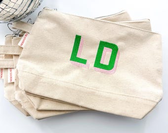 Monogram Canvas Makeup Bag, Personalized Cosmetic Pouch