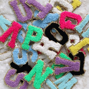 Chenille Patch, Varsity Letter Patch, Patch ONLY, Adhesive Patches, 2.5 inch height, Makeup Bag Patches, Do It Yourself Patches