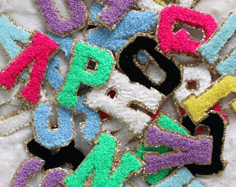 Chenille Patch, Varsity Letter Patch, Patch ONLY, Adhesive Patches, 2.5 inch height, Makeup Bag Patches, Do It Yourself Patches