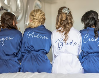 Bridesmaid Robes, Bride Robes, Wedding Robes, Bridal Shower Robes, Embroidered, Silk Robes, Bride Maid Robes, Bulk Robes, Bridal Robes Lace