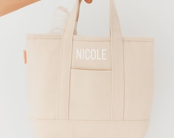 Embroidered Canvas Mini Tote Bag, Personalized Gift