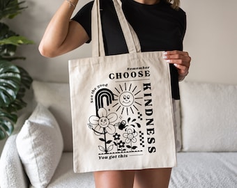 Remember to choose kindness, Reusable Tote Bag, Grocery Bag, Funny Tote Bag, Gift Bag, Gift for Friend, Therapy, Mental Health, Kindness