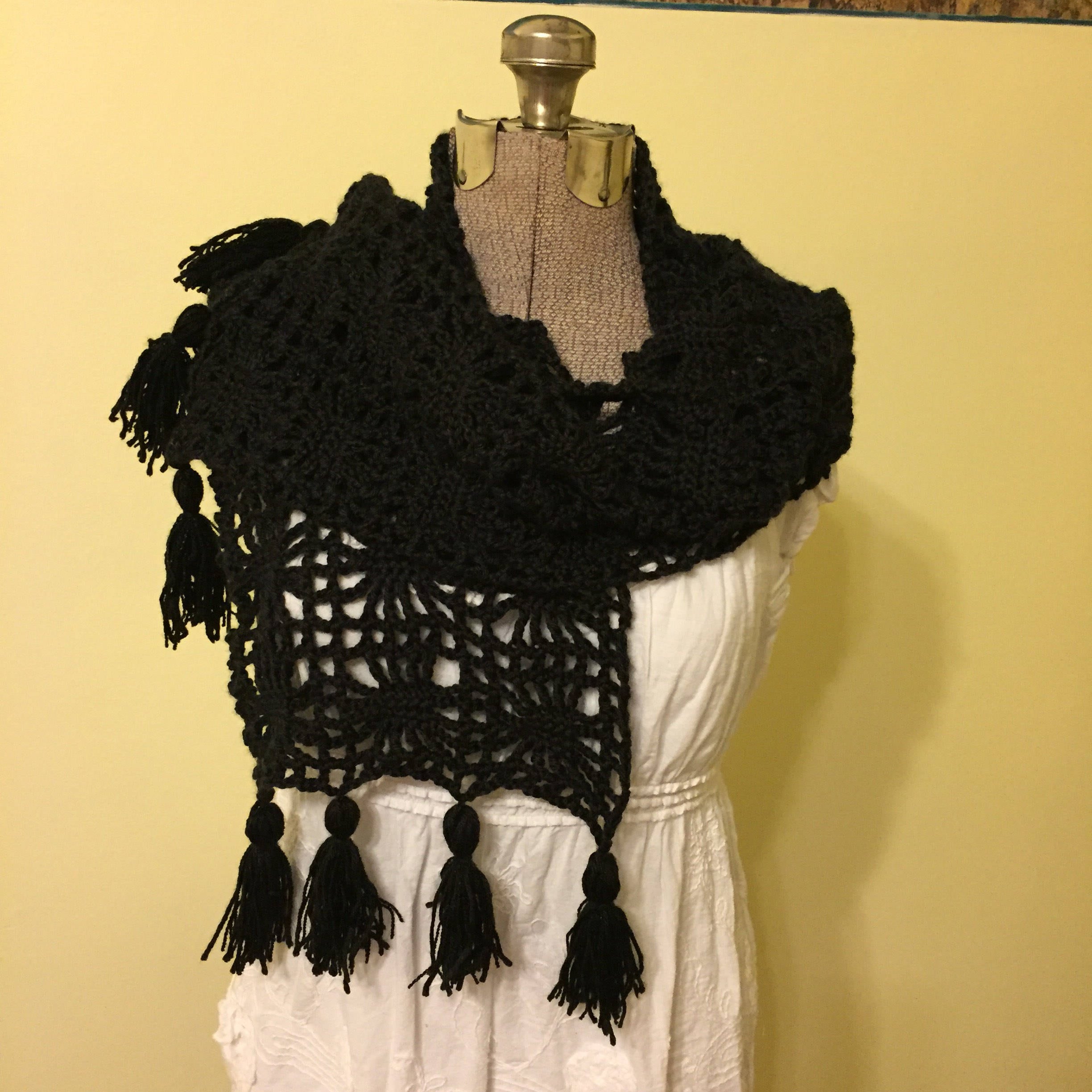 Black Shawl Spider Web Shawl Crochet Wrap Super Scarf Soft Lacy
