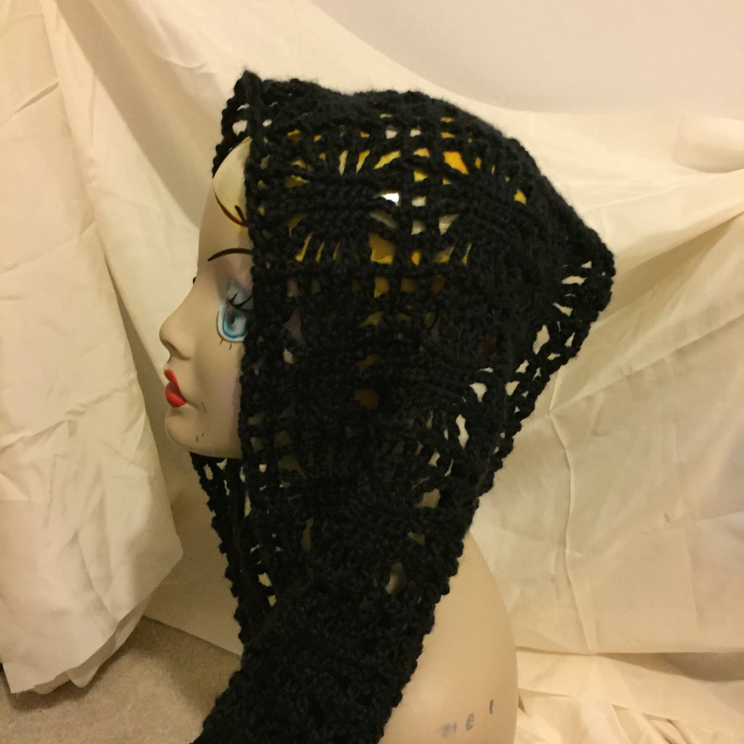 Black Shawl Spider Web Shawl Crochet Wrap Super Scarf Soft Lacy
