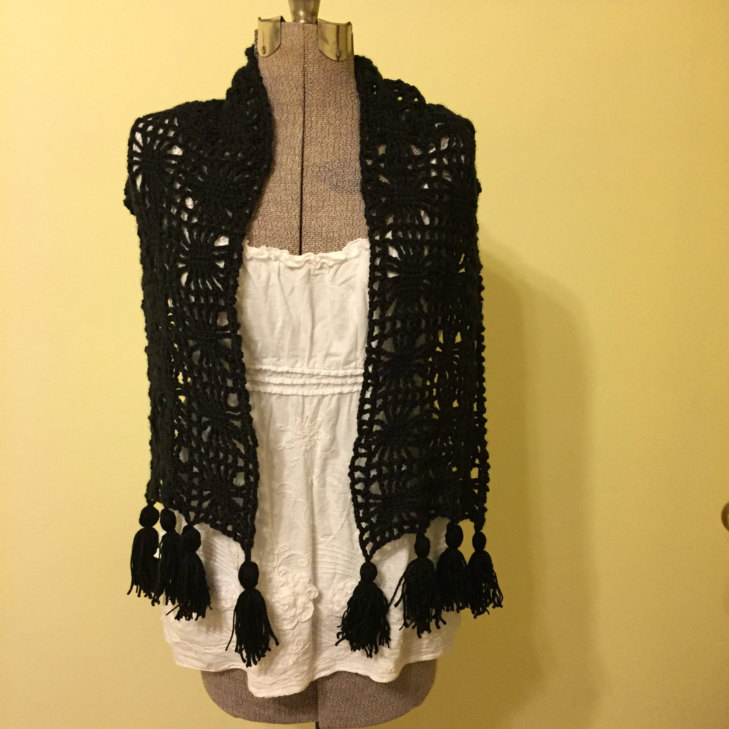 Black Shawl Spider Web Shawl Crochet Wrap Super Scarf Soft Lacy