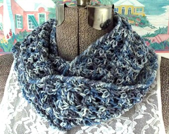 Crochet Scarf, Infinity Scarf, Handmade, Cornflower, Blue, Lavender, Lilac, Wrap it Once or Twice Around, Cotton
