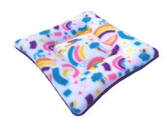 Padded Fleece Sleeping Mat for Guinea Pigs, Hedgehogs and Small Pets | Abstract Rainbows Print