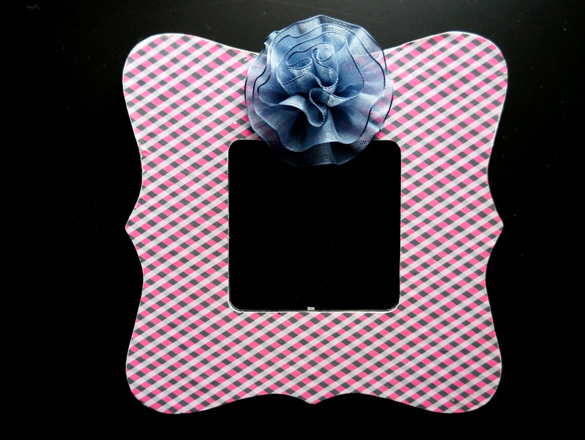 Plaid Frame Pink Picture Frame Plaid Home Decor Baby Shower Etsy