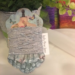 Yarn Trim, Fiber Yarn, Blue Yarn Sample - Junk Journal, Mixed Media, Collage Trim, Art Journal Supplies