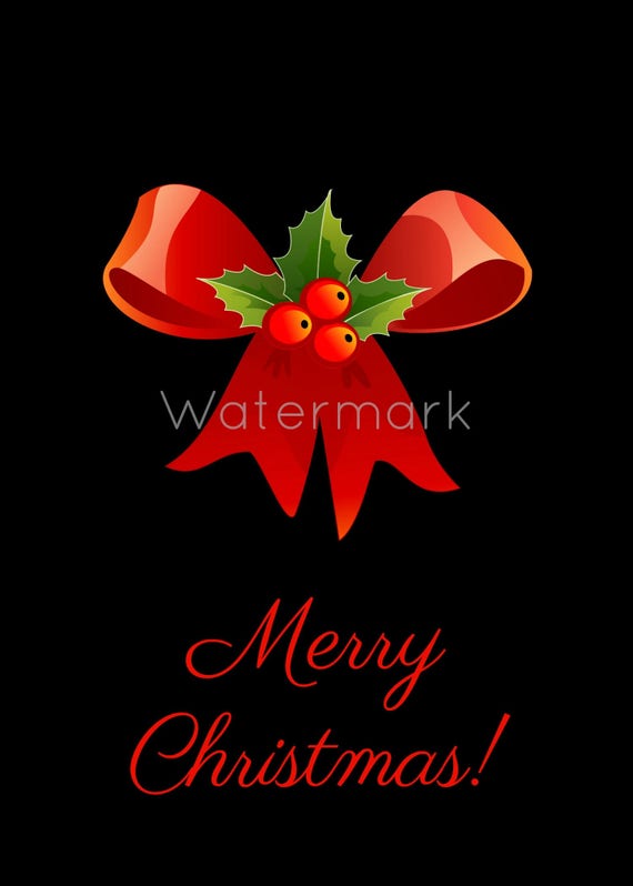 Printable Christmas Card Red Bow Christmas Card Christmas | Etsy