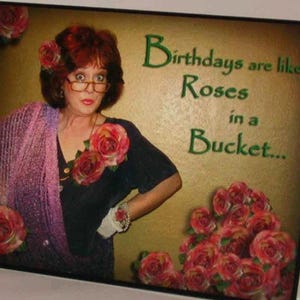 Happy Birthday Card, Pink Roses, Funny Birthday Card, OOAK Birthday Card