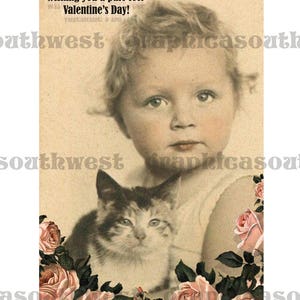 Instant download high resolution digital download Purr-fect Valentine Postcards 4x6