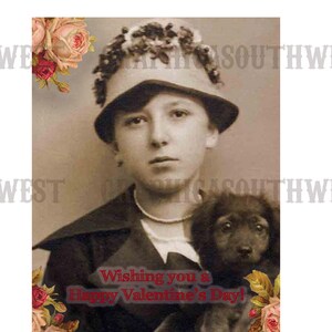 Instant download high resolution digital download Roses and Dogs Valentine Postcards 4x6