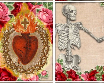 Instant download high resolution digital Skellies & Sacred Heart ATC'S