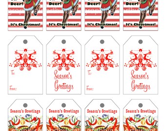 Instant download high resolution digital file Oh Deer!  It's Christmas! tags