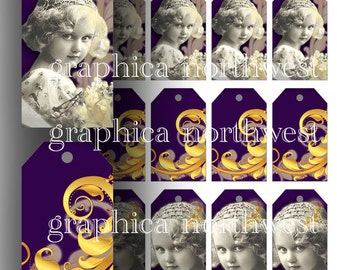 Instant download high resolution digital file Purple and Gold tags