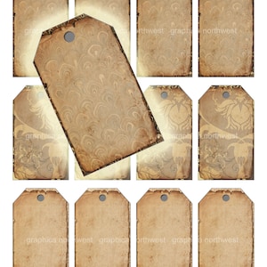 Téléchargement instantané haute résolution fichier numérique Vintage de Kraft brun blanc tags