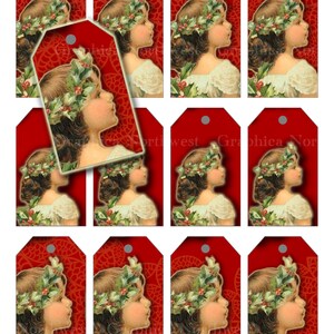 Instant download high resolution digital file HOLLY GIRL Christmas tags