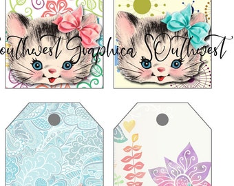 Instant download high resolution digital file Oh Kitty tags