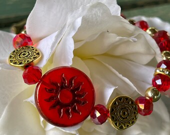 Sun Bracelets Red Sun Bracelet Stack Boho Hippie Boho chic Beach