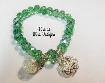 St. Patrick's Day beaded bracelet! Green crystals.