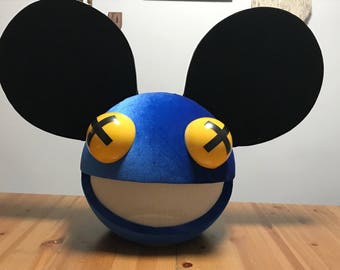 Deadmau5 head color blue with black lights and wireless remote control Halloween costume