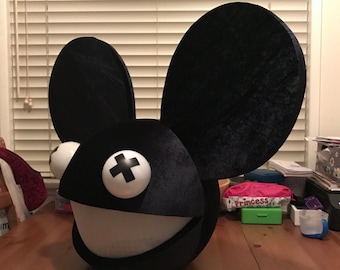 Deadmau5 head color black with lights and wireless remote control Halloween costume